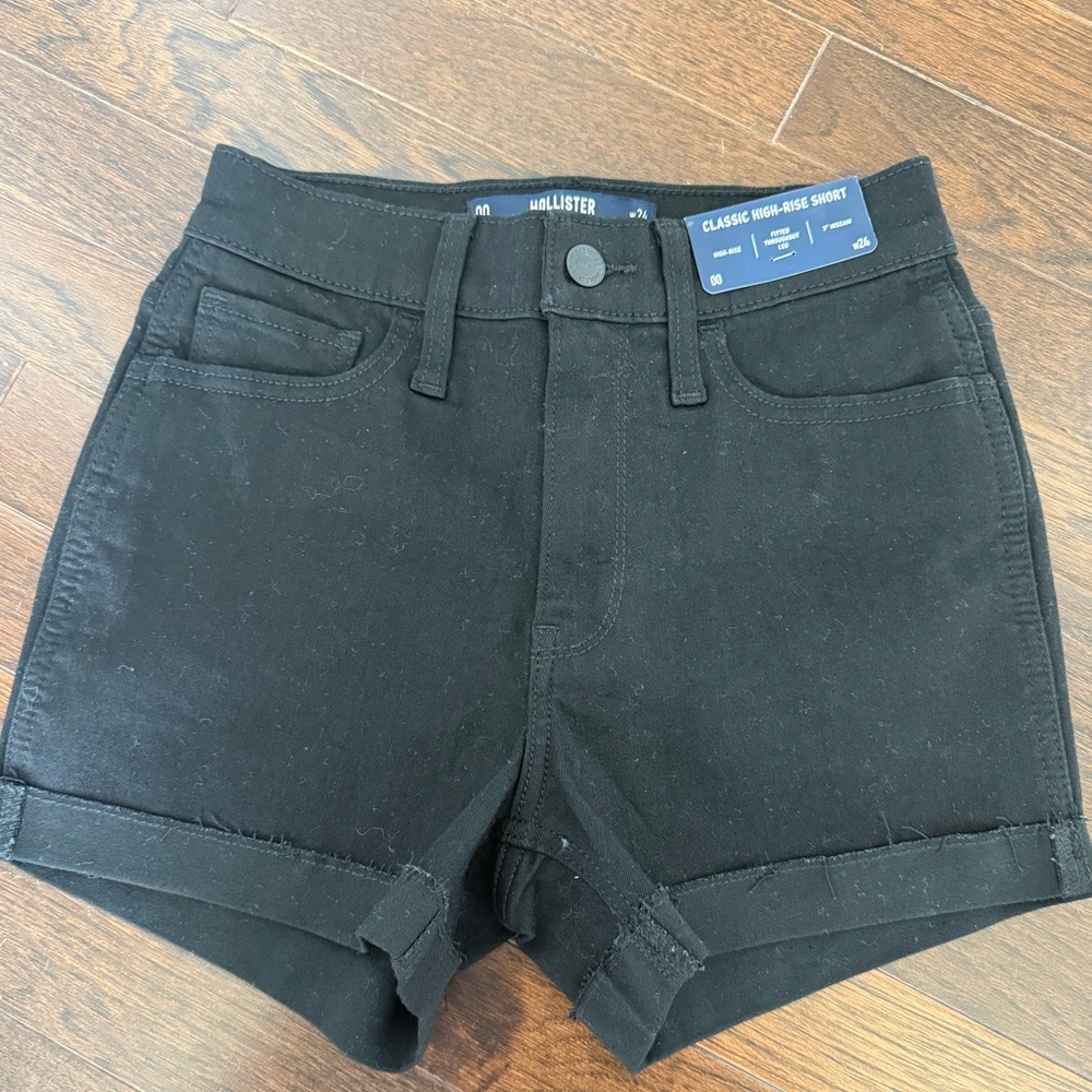 Hollister sz 24/00 black denim shorts NWT
